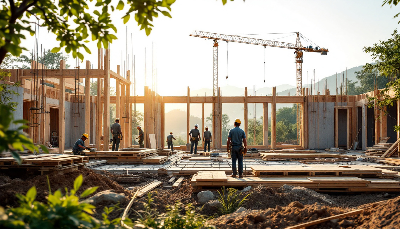 A photograph of a construction site where lvl formwork is prominently displayed